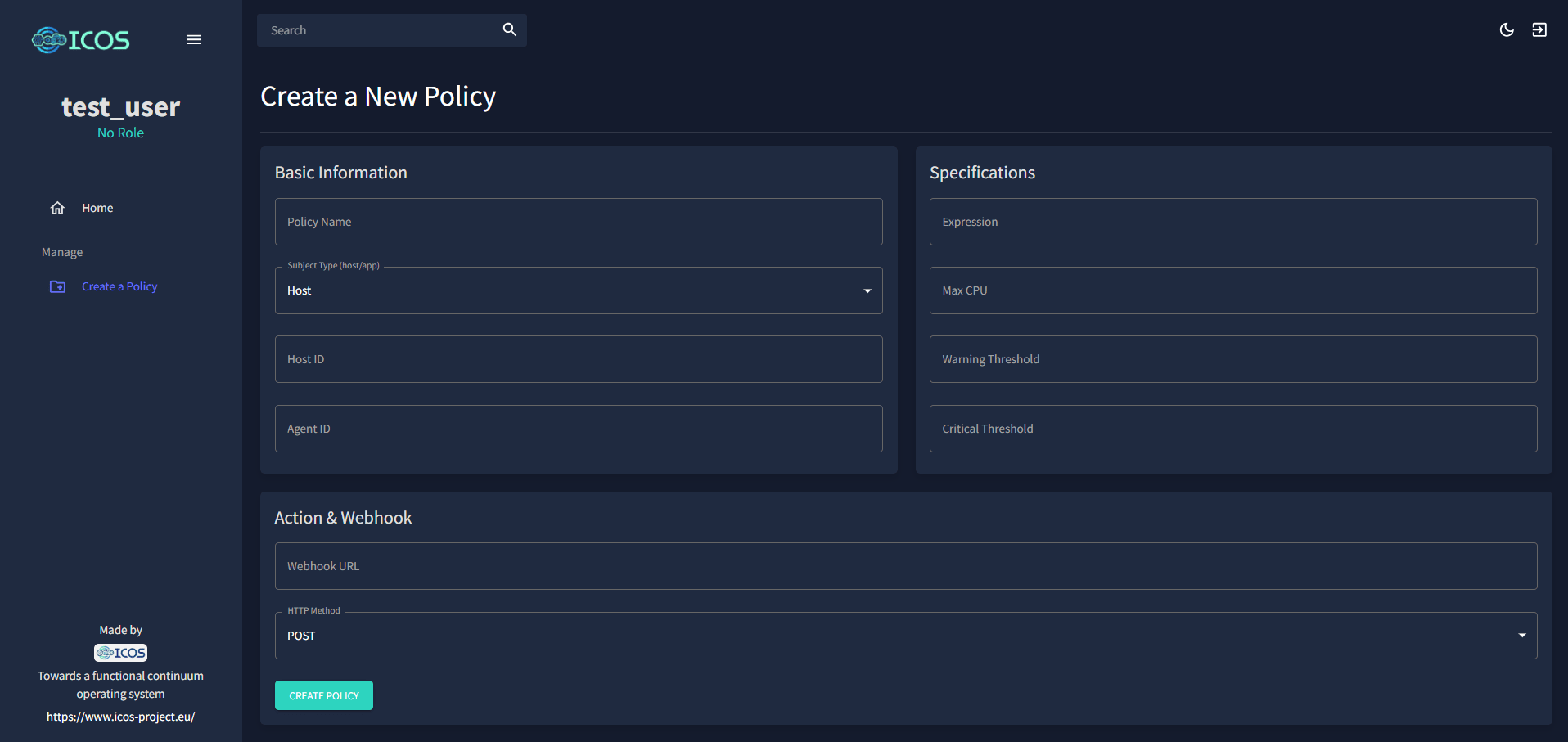 Create Policy Form